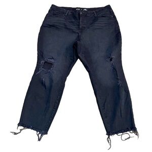 Old Navy High Rise Curvy O.G. Straight Black Distressed Denim Plus Women Size 20